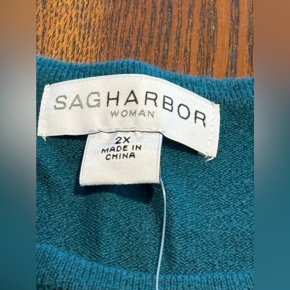 Sag Harbor plus size women’s 2X acrylic sweater dark cyan green pullover NWT New - Picture 8 of 14